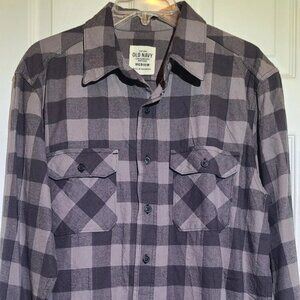 NEW! Old Navy Gray Plaid 100% Cotton Flannel LS Shirt Men's Size Medium